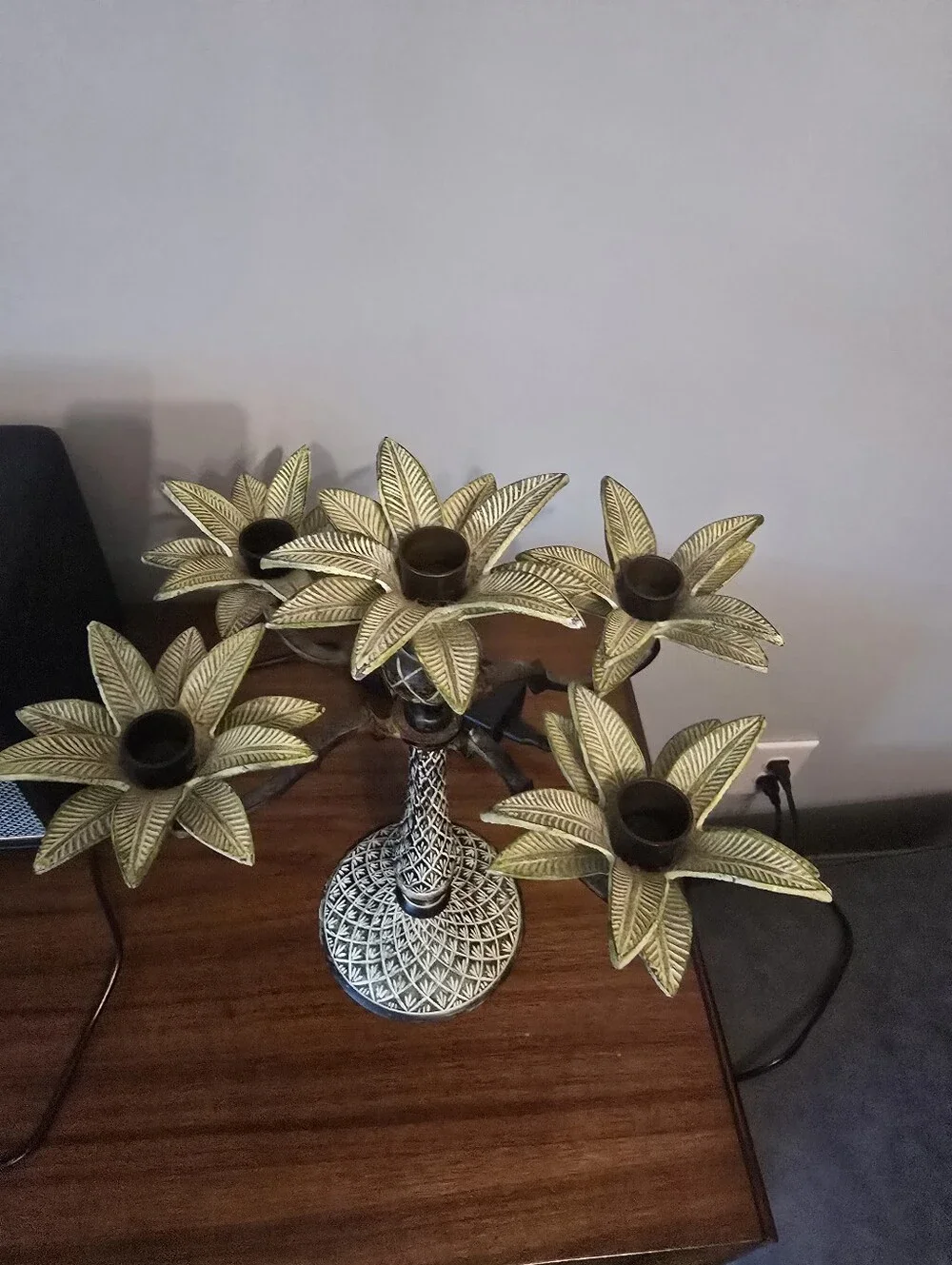 Vintage Mikasa 5 Arm Candelabra, Metal, 12in Tall, 4+lbs